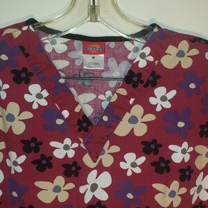 Dickies Burgundy Floral Scrub Top